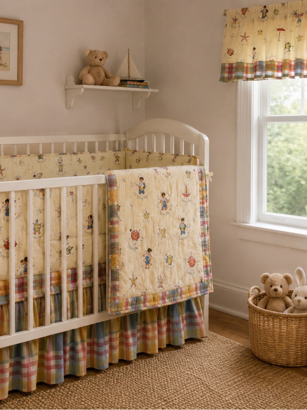 Laura Ashley Baby Shell seaside Crib Sheet Comforter, skirt etc Set of 6 items